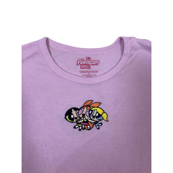 Embroidered Powerpuff Girls Pink Baby Tee – Girl XL / Women’s Small Graphic Top - Picture 2 of 4